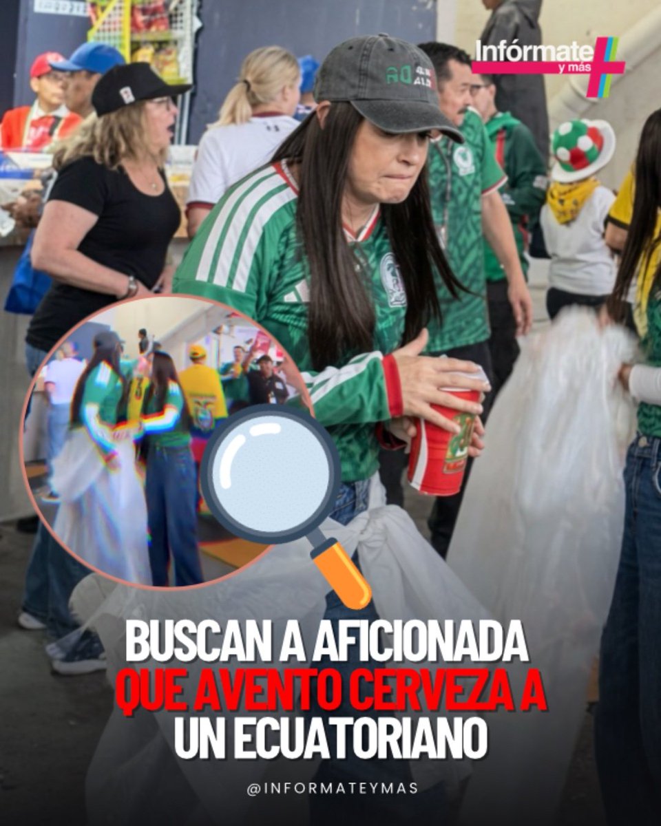InformateyMas's tweet photo. #VIRAL 🍻❌🤬 Un video del México vs Ecuador en el Estadio CDMX desató la búsqueda de supuestamente Emilia Chomer en redes sociales tras un incidente viral con un aficionado de Ecuador. La identidad de la joven señalada no ha sido confirmada oficialmente. 💬🔎

VIDEO: https://t.co/LtjegTYw6F 👈🏼

#EmiliaChomer #aficionada #Ecuador