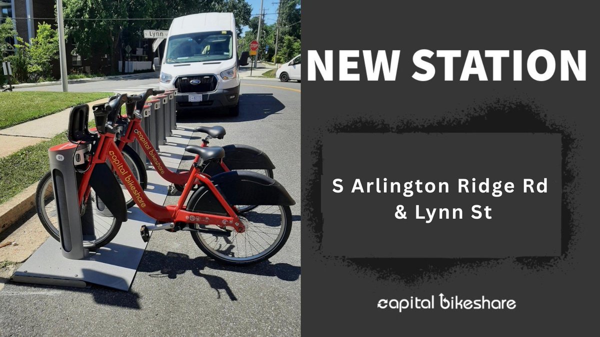 bikeshare's tweet photo. 🚨 NEW STATION ALERT🚨

Our newest station in Arlington is open at S Arlington Ridge Rd &amp; Lynn St! Hydrate first- and then undock a bike today! ☀️💧🚲 https://t.co/i1pKGcI2UK