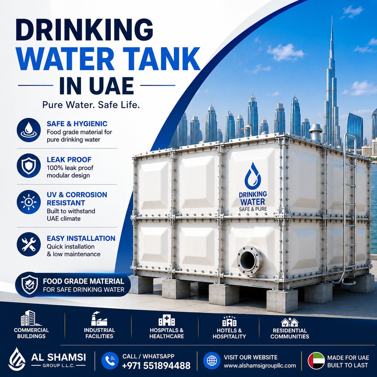 Al_Shamsi_Group's tweet photo. 💧 Drinking Water Tank in UAE

Looking for a safe and reliable Drinking Water Tank in UAE?

📱 Call / WhatsApp: +971 551894488
🌐 Website: https://t.co/OdFOPsOJKa

#DrinkingWaterTank #DrinkingWaterTankUAE #PotableWaterTank #WaterTankUAE #GRPTankUAE #SMCPanelTank https://t.co/iZUjQwWYTs