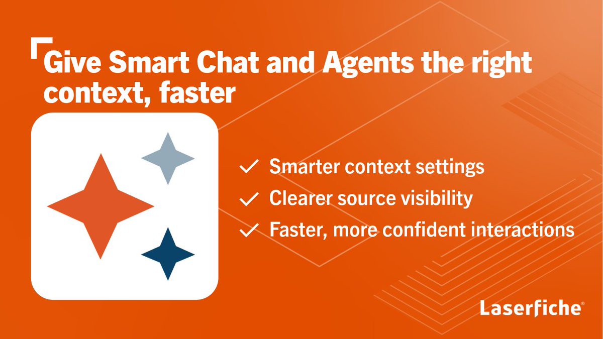 laserfiche's tweet photo. See what's new in Laserfiche! ✨ 🤩  This month's product capabilities updates include improvements to Smart Chat and Laserfiche AI Agents. Read more: https://t.co/BTw1BMxVIw https://t.co/HnQgylT5oc
