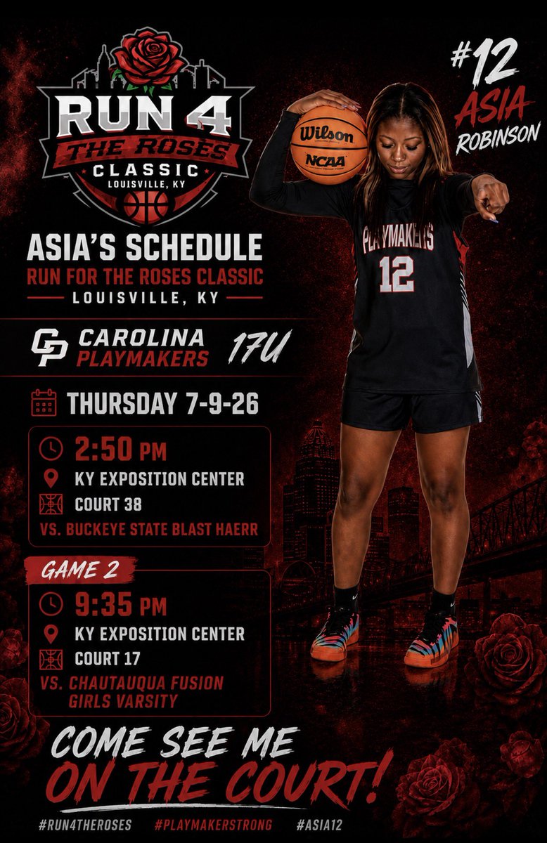 asiaunarobinson's tweet photo. The preparation is done. Now it’s time to compete. Come see me on the court. 🔥🏀
#12 | Carolina Playmakers 17U

#Run4TheRoses #PlaymakersStrong #RecruitMe https://t.co/xQfu2uDrbI