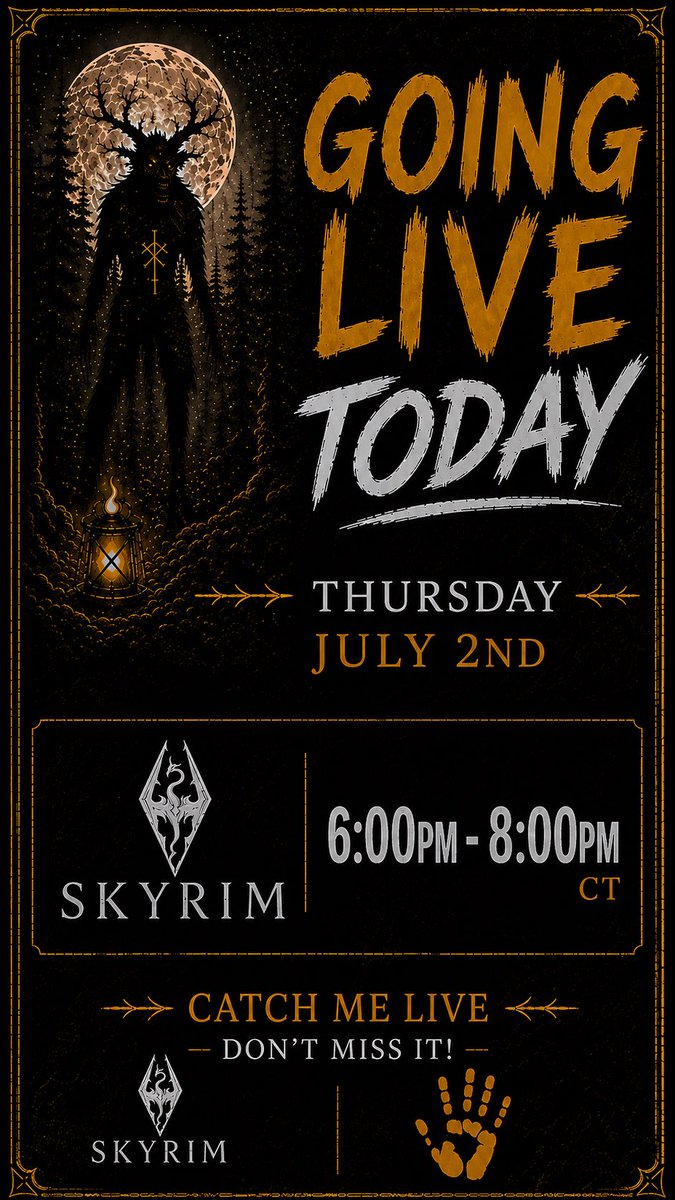 RoyalxHorror's tweet photo. FIELD ALERT: Subject RXH-01 has entered Skyrim. Researchers are advised to observe from a safe distance—hostility levels are expected to rise after sunset. 🌲🦌⚔️

Live Today | 6PM–8PM CT

#Skyrim #SmallStreamer #Twitch #Gaming #Chaos #WendigoStreamer https://t.co/xCO5jYfVsg