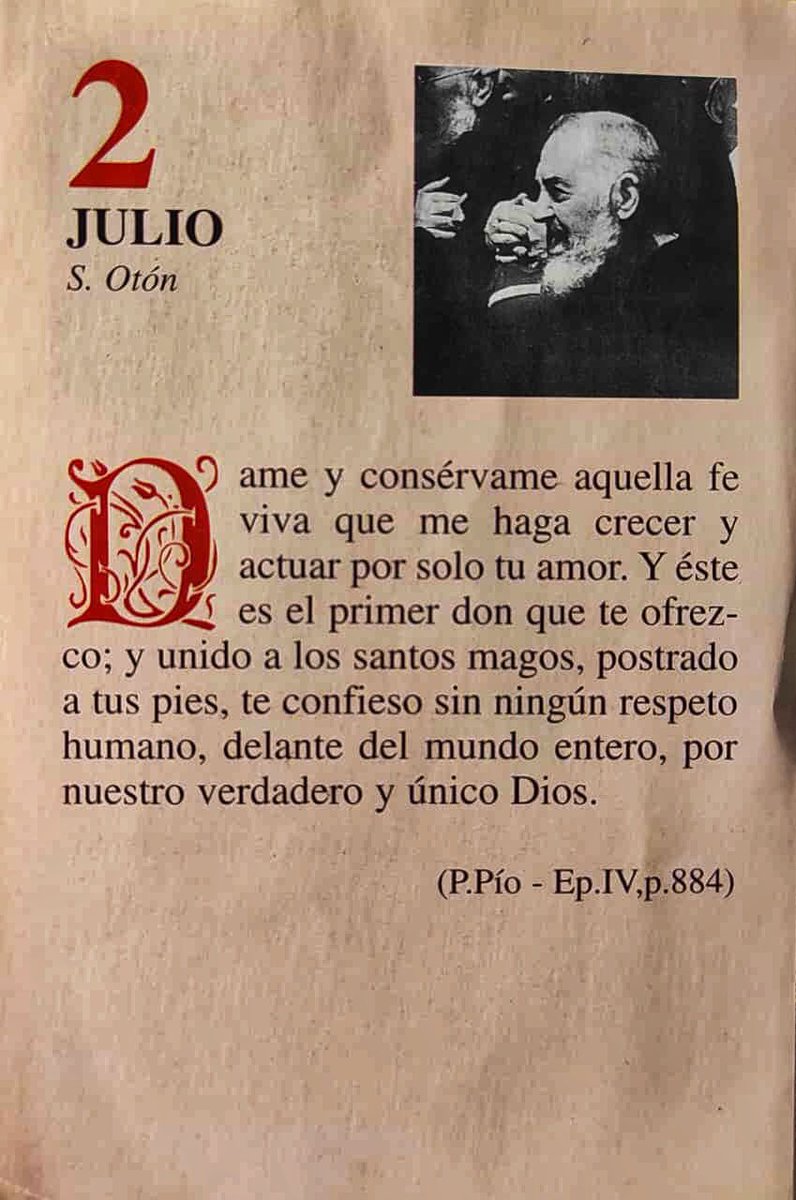 SanPadrePioPiet's tweet photo. ¡Feliz Jueves 2 de Julio!

“Dame y consérvame aquella fe viva que me haga crecer y actuar por solo tu amor. Y éste es el primer don que te ofrezco; y unido a los santos magos, postrado a tus pies, te confieso sin ningún respeto humano, delante del mundo entero…” https://t.co/xr5DcszJaS