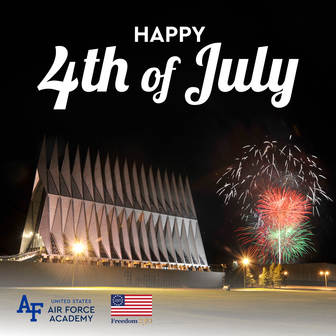 af_academy's tweet photo. 🇺🇸 𝐇𝐚𝐩𝐩𝐲 𝐅𝐨𝐮𝐫𝐭𝐡 𝐨𝐟 𝐉𝐮𝐥𝐲!

Today, we celebrate our nation's 250th birthday and honor those who have defended the freedoms we enjoy.

Happy Independence Day from #USAFA.

#Freedom250 #IndependenceDay https://t.co/0K8vKmfePG