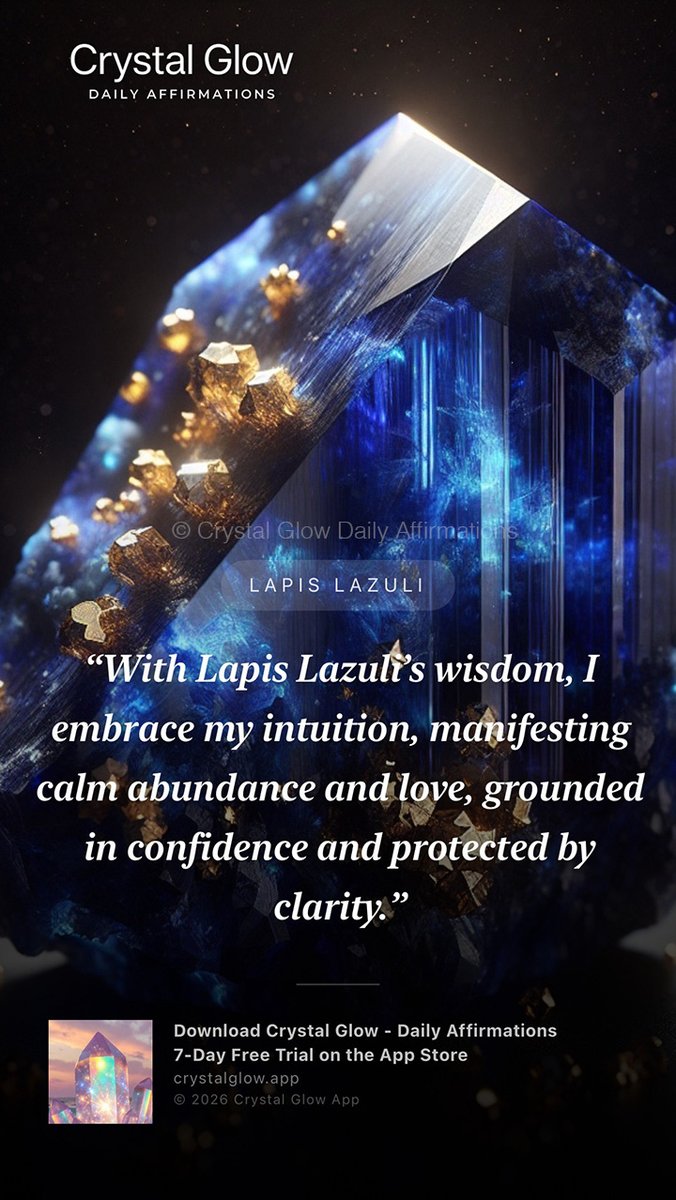 affirmationlove's tweet photo. 💙Lapis Lazuli Wisdom from our new iphone app CRYSTAL GLOW DAILY AFFIRMATIONS https://t.co/4T8AdUSgsX #DailyAffirmations #LapisLazuli #HigherVibration #MindfulLiving #SoulfulLiving #EnergyHealing #affirmations #crystals #iphone #gemstones #motivation #postivevibes #wisdom #crystalhealing #gems #mindfulness