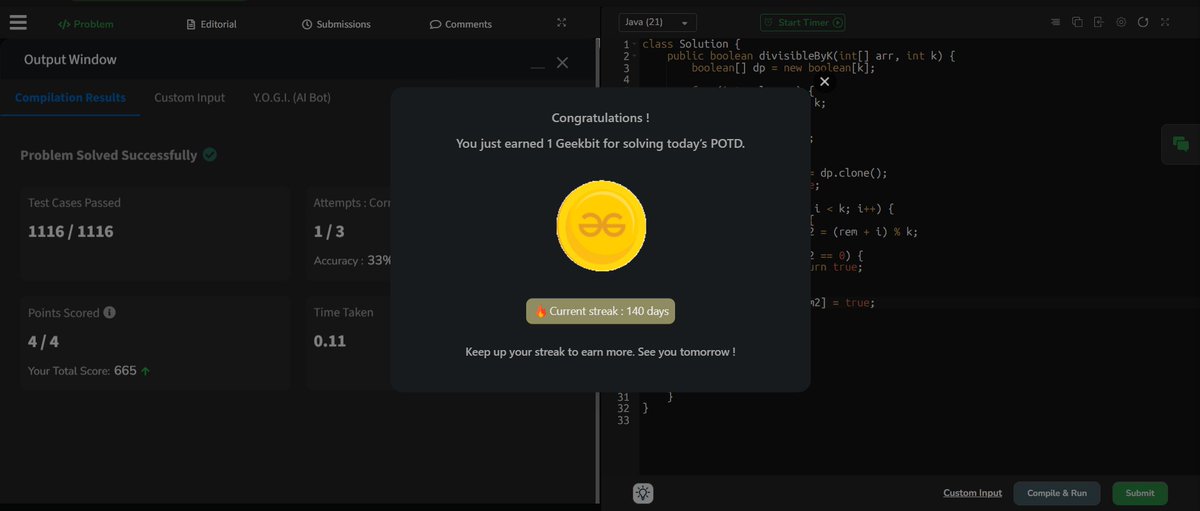 Siddhesh_2110's tweet photo. Day 212 π
β
LC POTD
β
GFG POTD
β
CF 1x Problem
CF Insight (Comparison String):
Find the longest consecutive streak of '<' or '>'.
Answer = longest streak + 1.
#Day212 #DSA #Codeforces #LeetCode https://t.co/u5y3jGzsHe