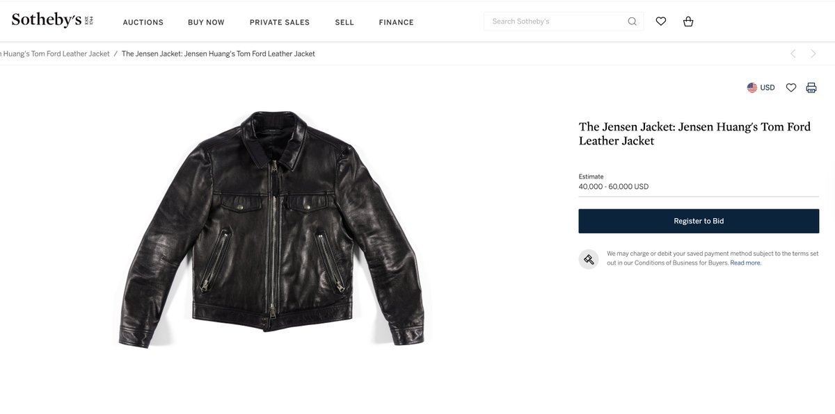YahooFinance's tweet photo. Would you pay $40,000 for Jensen Huang's signature jacket? https://t.co/RR6OW8FX4O