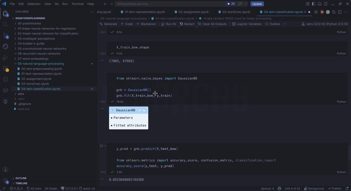 m76760052's tweet photo. #LSPPDay32
- Implemented an end-to-end sentiment analysis pipeline
- Preprocessed IMDb reviews and generated Bag of Words features
- Trained and compared Naive Bayes and Random Forest models
@lftechnology #60DaysOfLearning2026 #LearningWithLeapfrog https://t.co/5DOfY3nvay