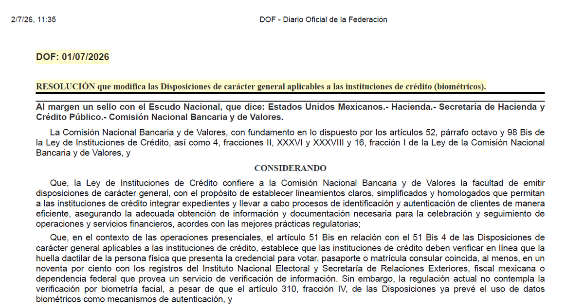 SoyOtraAriana's tweet photo. A partir de ahora, las reglas del juego cambiaron en México. La Comisión Nacional Bancaria y de Valores @cnbvmx  ha formalizado la obligación de implementar la multibiometría en las instituciones de crédito, incorporando de manera expresa el reconocimiento facial junto a la ya conocida huella dactilar.

Bajo la premisa de "modernización" y "combate al robo de identidad", esta normativa obliga a los bancos a
confrontar tu rostro y tus huellas contra las bases de datos de dependencias federales como el INE y la SRE. 

Sin embargo, esto esconde una realidad sumamente alarmante para los ciudadanos: estamos entregando el control de nuestra identidad más íntima en un entorno digital profundamente vulnerable.

Esperen en análisis en breve. 😱👩‍⚖️📄⚖️