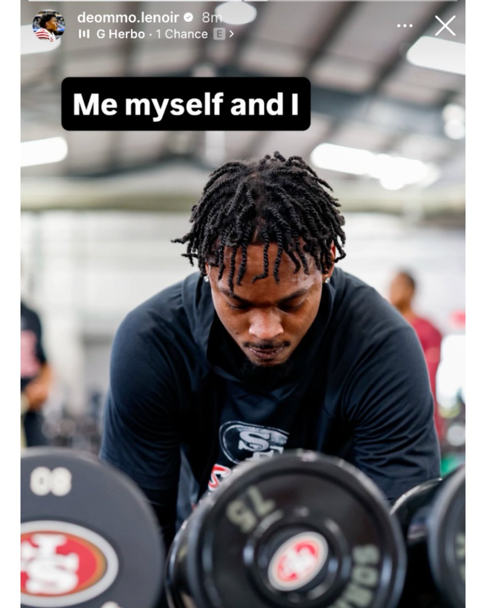 OurSf49ers's tweet photo. Deommodore Lenoir is staying focused for Year 6 😤

#49ers || #FTTB https://t.co/89WoSSQxcD