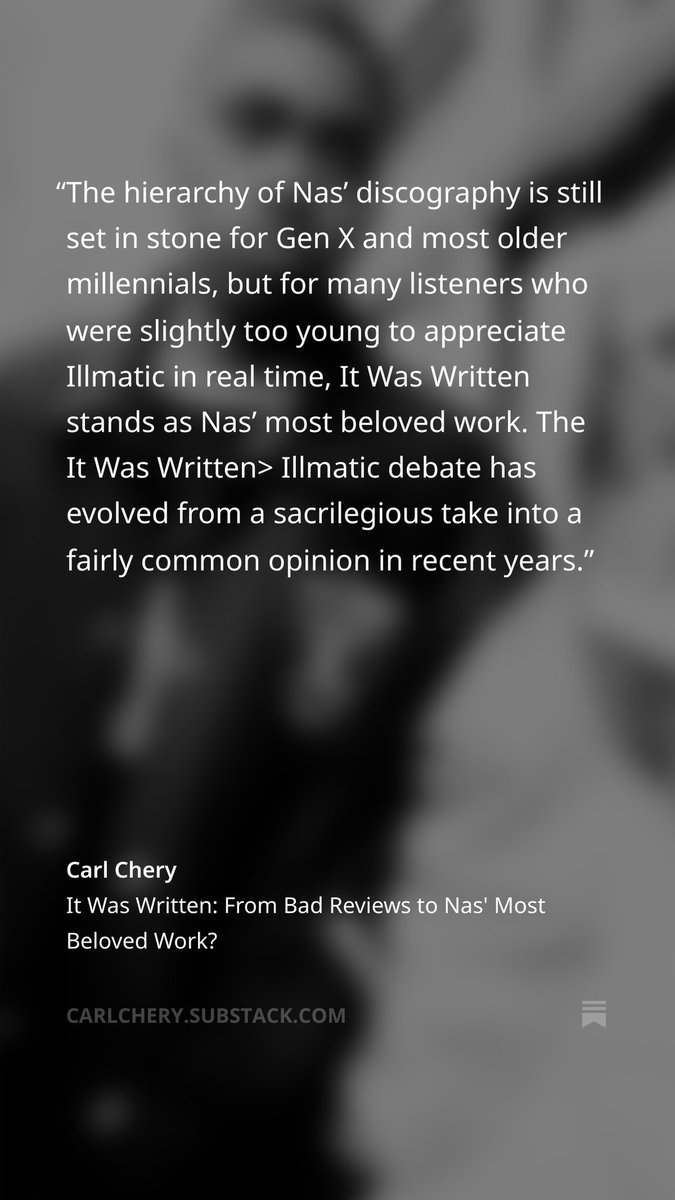 carlchery's tweet photo. Nas’ 5 best albums according to millennials.

1. It Was Written
2. Illmatic 
3. Stillmatic
4. Lost Tapes
5. Life Is Good https://t.co/dP9FZ9Hno4