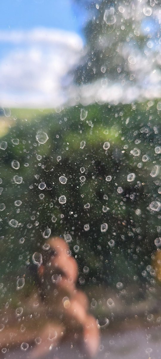 ANGRYNIC2's tweet photo. I live in the remote countryside, there is no traffic pollution, my windows were cleaned a week ago... so after last nights 'summer 🤣' rain... wtf is this shite all over my windows? Geoengineering chemical residue. That's what. These soulless chemtrail pilots need big karma now. https://t.co/eqeDyStxru