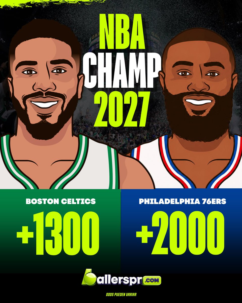 ballerspr_'s tweet photo. 🏆🏀 #NBAFUTURES 🏀🏆 Que comience la guerra 🔥 Los #BostonCeltics de @moluskein tiraron una bomba ayer con el cambio de #JaylenBrown a los #Philadelphia76ers 🤯 Si la rivalidad entre ellos es real, ahora si estos 2 se pueden sacar los cantos en la cancha 👀 ¿Quien gana un campeonato primero? 🤔 En la imagen incluimos los odds futuros de campeón al día de hoy, de ambos equipos para tus apuestas online 🤑 También puedes jugarle al MVP, ganador por conferencia o división, over / under de victorias y más 🎲 Tira la tuya en el app o en https://t.co/fS2Hmg10Ft 📲 El Sportsbook De PR 🇵🇷 Depósitos y Retiros 24/7, las ganancias en tu bolsillo en segundos ✅

🇵🇷 #ApuestasDeportivas Solo en #PuertoRico
🧠 18+ / Juega con Responsabilidad
📞 Si tienes problemas con el juego llama a la linea PAS de ASSMCA 1-800-981-0023
#HayQueTenerBallers #AquíSeJuega #NoEsSuerteEsTalento #BASKETBALL #SGP #NBAChampion2027 #JaysonTatum