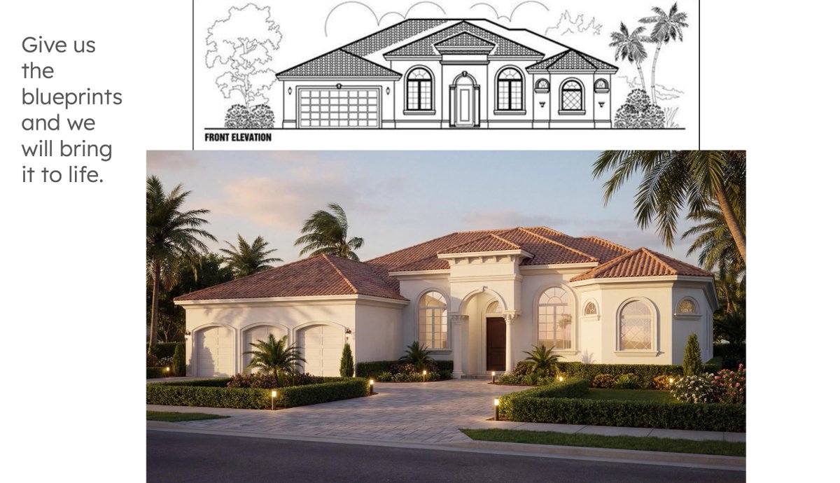 nwattys's tweet photo. Most people can't read a floor plan. That's why pre-construction sales are hard.
We turn 2D blueprints into photorealistic renders your buyers actually feel — the living room, the kitchen, the curb appeal.
Sell the home before it exists. https://t.co/eEpQ6lJSQu