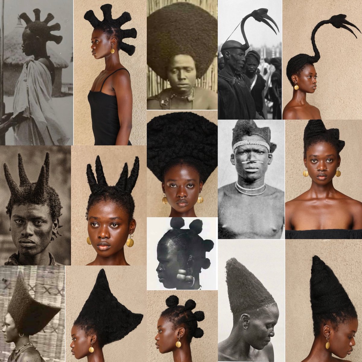 skiistiredasf's tweet photo. This feminist artist, Laetitia Ky, from Ivory Coast recreates what African hair looked like before colonization https://t.co/8LTfOyZZDM
