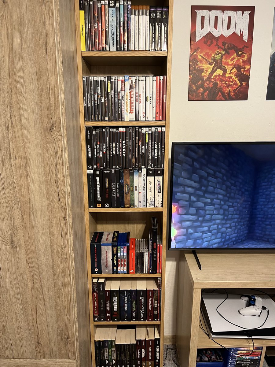 PatasB6CZ's tweet photo. #PhysicalMedia #game #books My whole collection. It is not much. But I am still happy with it. @Sony @PlayStation https://t.co/39cz4WqTpU