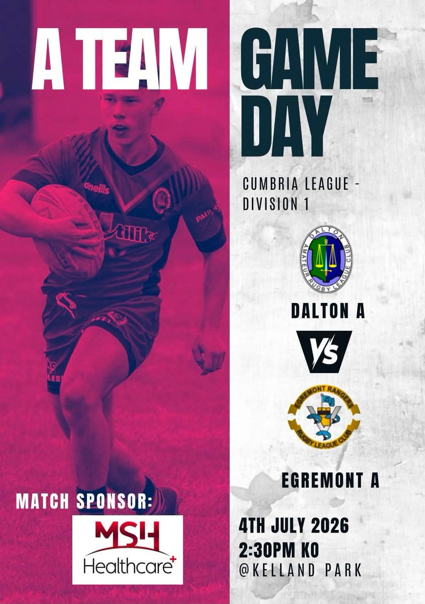 DaltonRugby's tweet photo. 🔴⚫🐉🐉Game Week
1st team v Ellenborough Rangers has been rearranged

🏆CML Div 1
🆚️ @EgremontR A
🏟 Kelland Park
🗓 Sat 4th July 
⏰ KO 2:30pm
Sponsor @MshHealthcare
@bbccumbriasport @13proamrl
@BarrowandDis_RL @WandFCouncil @TheRFL
@Six_Again https://t.co/ecPkNj9bOo