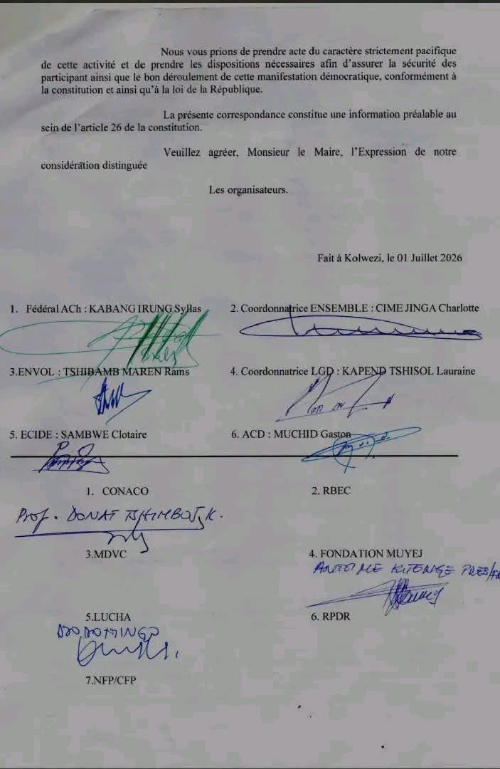 MAshuza's tweet photo. L’opposition dans les villes lubumbashi (haut -katanga), lualaba (kolwezi ),lomami (mwene -ditu) a déjà informe l’autorité urbaine de la marche du 8 juillet vers le palais de la nation, #tshilombo doit partir @StanysBujakera @DSESANGA @moise_katumbi @MartinFayulu @StanysBujakera https://t.co/hQ0gpVtHVg