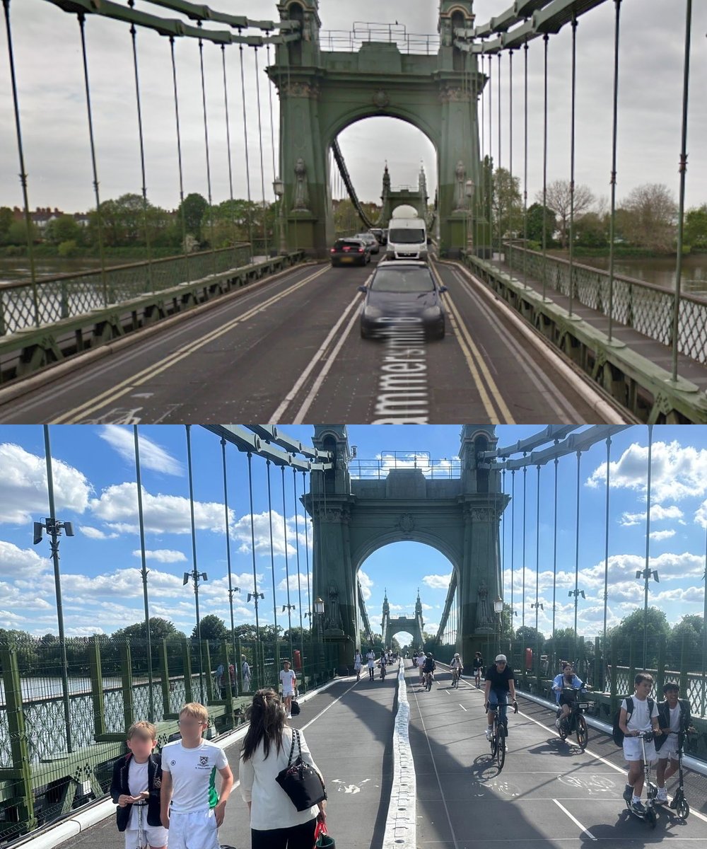 EmmanuelSPV's tweet photo. Before / After Hammersmith Bridge in London, UK. https://t.co/CrItsfE2KM