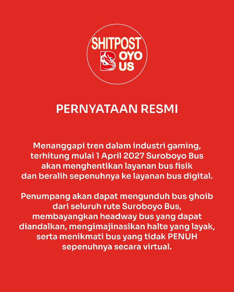 shitpostboyobus's tweet photo. PERNYATAAN RESMI
^2a https://t.co/Ou0hw6810u