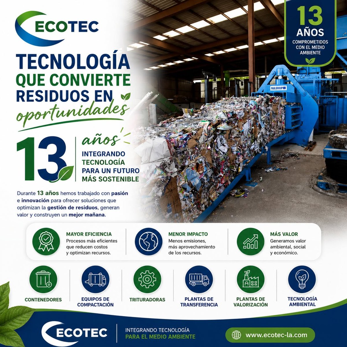 EcoTecLA's tweet photo. Tecnología que convierte residuos en oportunidades.
En ECOTEC creemos que una gestión eficiente de residuos puede generar valor ambiental, social y económico.
#Ecoteccontenedores https://t.co/dnn9EwK0jH