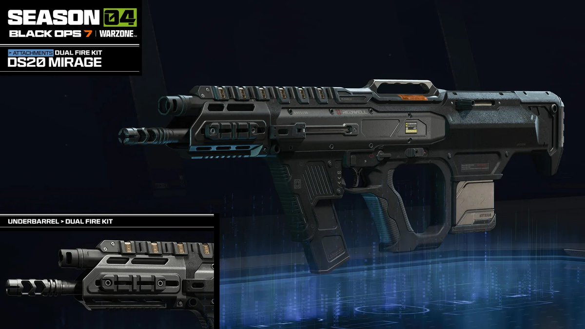 Treyarch's tweet photo. New Weekly Rewards now live!

▪️DS20 Mirage Dual Fire Kit: Replace the Assault Rifle's ADS with high-powered slug rounds
▪️Psych Grenade: Release hallucinogenic gas on Endgame hostiles with this Minor Ability

Complete any six Week 5 Challenges to unlock both items. https://t.co/dLXfzsMLMQ
