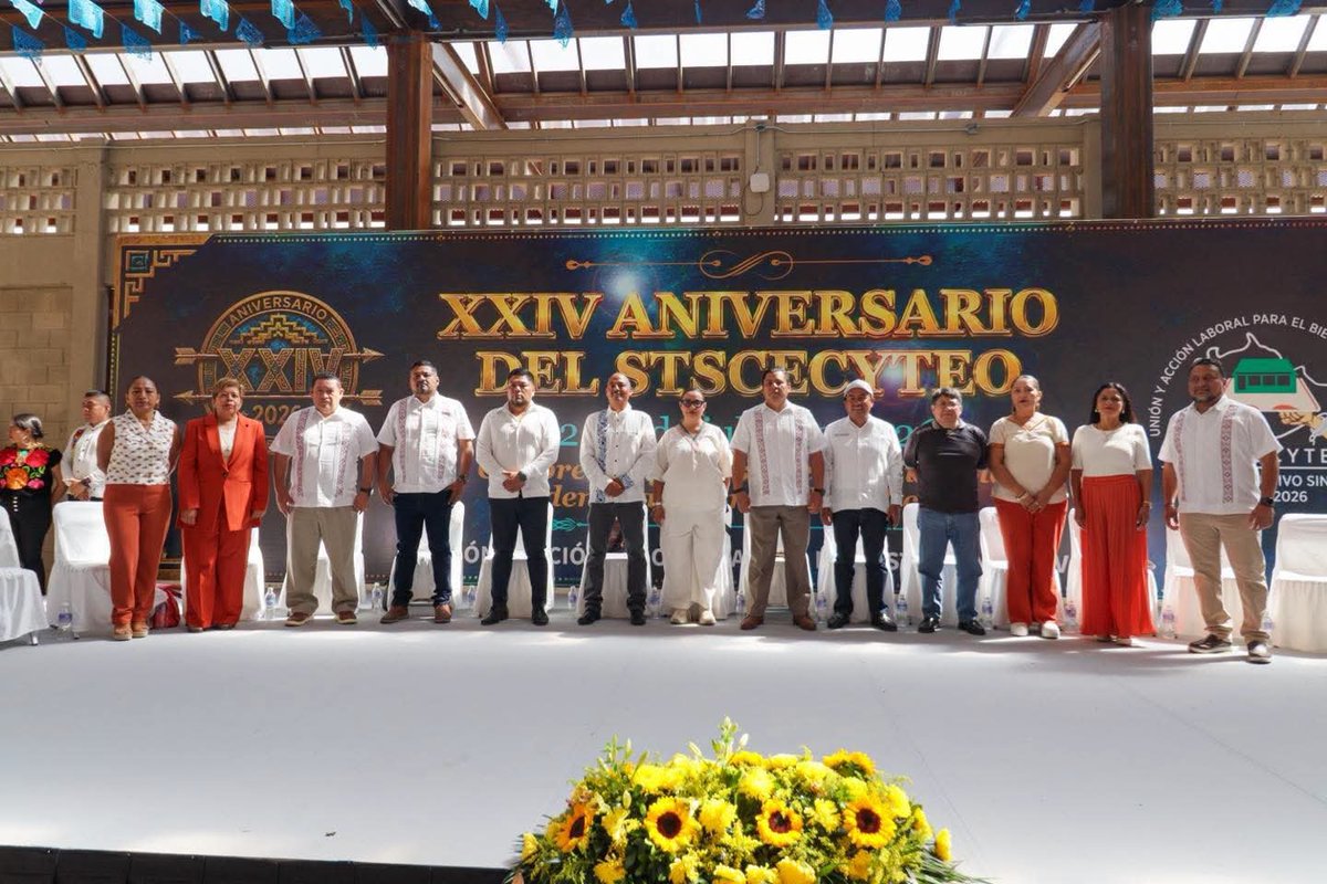 SergioLopez_S's tweet photo. Muy buenos días amigas y amigos. 

Un gusto participar esta mañana en la inauguración del XXIV Aniversario del Stscecyteo 2022-2026. 

#CECyTEO https://t.co/hyhdTuJtfQ