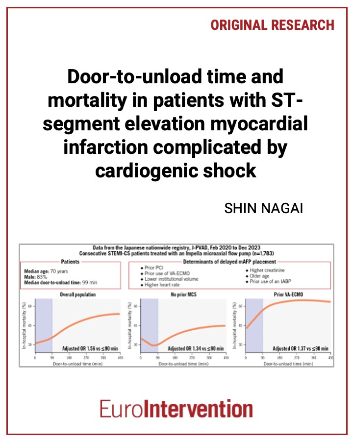 EuroInterventio's tweet photo. Does timing of ventricular unloading matter in STEMI-related cardiogenic shock? 
New registry data and an accompanying Editorial explore whether "door-to-unload" may emerge as an important metric in shock care. 

👉Original Article  https://t.co/kaWfTT2bwA 

👉Editorial  https://t.co/40t8vxlEax  

#CardiogenicShock #STEMI #MechanicalCirculatorySupport #InterventionalCardiology 

@BenediktSchrage