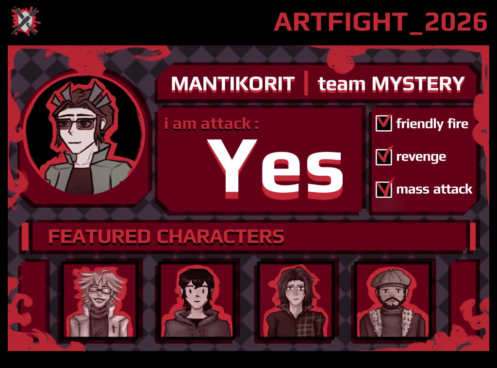 Mantikorit's tweet photo. My artfight profile:  Mantikorit

 [ #artfight #artfight2026 ] https://t.co/v37yMyiv1I