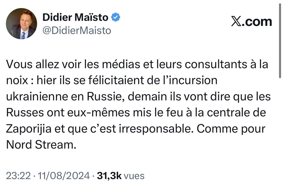 DidierMaisto's tweet photo. Dès la 1ère seconde, tous les médias mainstream ont menti. Des doctes docteurs pleins de morgue ont inventé des histoires grotesques. TOUT ÉTAIT FAUX. C’est pourquoi il ne faut pas lâcher : il n’y a in fine qu’une seule vérité, celle des faits 🤷🏼‍♂️
#NordStream https://t.co/HvmuwWu3jg
