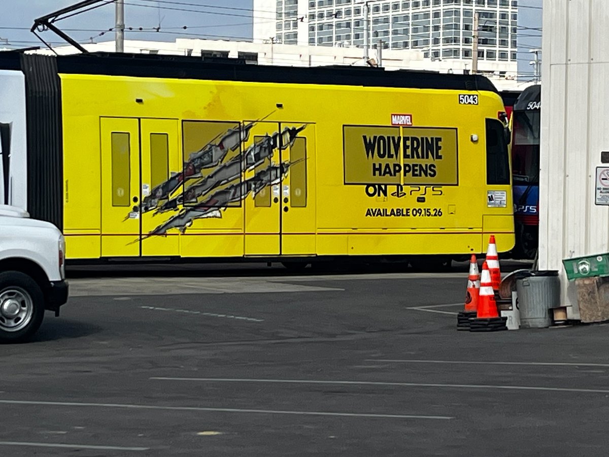 SD_Comic_Con's tweet photo. .@OutsideComicCon also caught a look at another #SDCC trolley today... for Marvel's #Wolverine: https://t.co/GQCj2xjchd https://t.co/xQMHKeazL3