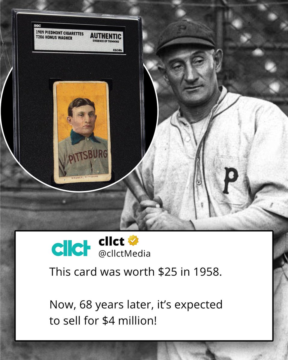 cllctMedia's tweet photo. There are only three known copies of this Piedmont T206 Honus Wagner in existence!

And this one is now up for auction at @Heritage_Sport https://t.co/96djuMWV63