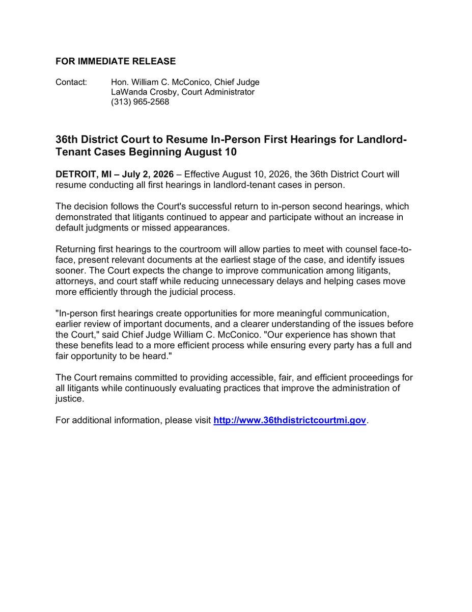 36th District Court tweet media