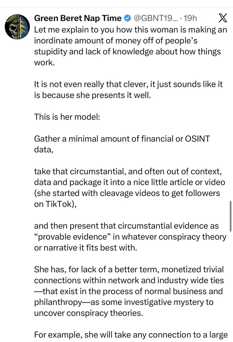 leahfiles's tweet photo. @GBNT1952 blocked me like a little b*tch and is continuously posting about me. His obsession is bizarre. I ignored it for awhile but I want to make some things very clear for this insecure little troll. I make maybe $1k off X and TikTok / month. I don’t have sponsorships or advertisers. I would never take money to post about politics like he does. My opinions are my own and don’t earn me $1. What they earn me is censorship and being de monetized. So your stupid theory doesn’t make sense. I also don’t get clients from social media. I keep them very separate. 
I do social media bc I truly enjoy it. And I’ve met the most incredible people. I do it because I want a change for my kids. 
However, I can’t say the same for this loser who is just not good at social media and spends his time criticizing true creators. Your obsession with me being paid or a propaganda account says more about you than me. And my community is mostly women so your comments about my cleavage are just sad. Maybe if you focused on fostering a community instead of being a whiny little b*tch you would gain an audience. 
What kind of “man” blocks someone and then attacks them when I’ve done nothing to you? A guilty pick me little b*tch of a man. That’s the kind. So f*ck off