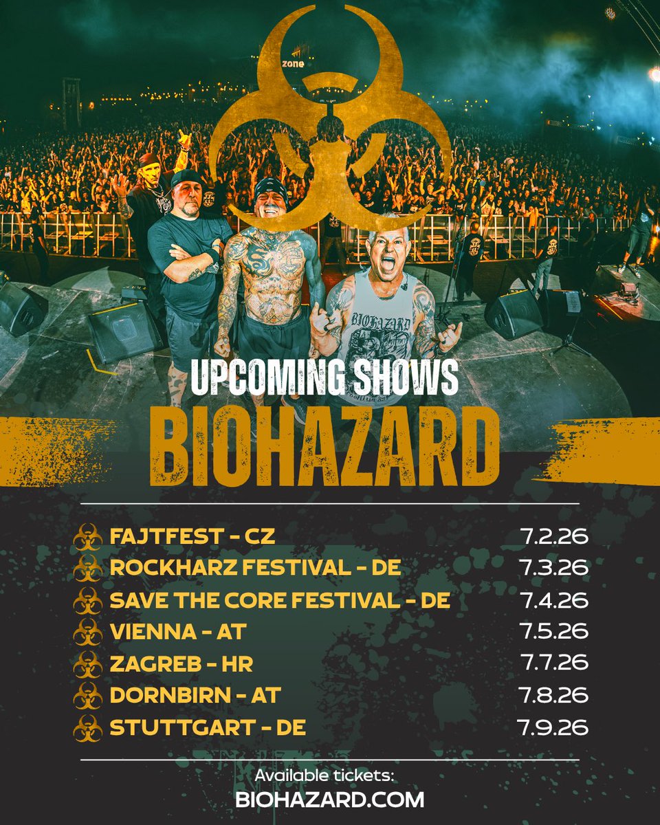 biohazardDFL's tweet photo. THE EUROPE TOUR BEGINS TODAY☣️☣️☣️ Which show are you coming to? https://t.co/CsMLPLECsD