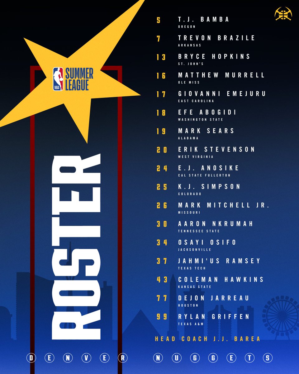 nuggets's tweet photo. Who you'll be seeing at Summer League 📋 https://t.co/7eUGdUBvt5