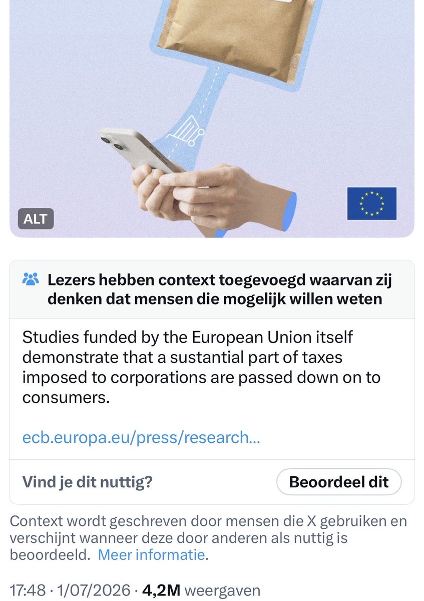 Sanderucci's tweet photo. Oei, fake news van de Europese Commissie, weerlegd door de ECB… 🤡 https://t.co/5cAbgPHv0r