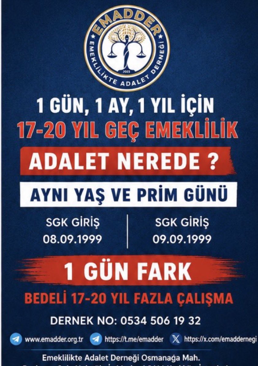 _Ali_Karaman's tweet photo. Eytli akranımdan

✅17 yıl sonra doğmadım
✅17 yıl az prim ödemedim
✅17 yıl geç sigortalı olmadım 

Neden 17 yıl geç emekli oluyorum?

Kademeli emeklilik düzenlemesiyle bu farkın makul düzeye çekilmesi elzemdir

@avdenizyucel
@AVBakirlioglu
@avidrissahin
@necmettincalisk
@YS_Turkoglu
@sadullahkisacik
@selcukozdag
@gamzetascier
@eczburhan
@ilhamiOzcanAygn
#KademeTorbaYasa