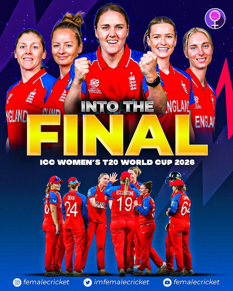 imfemalecricket's tweet photo. 𝐔𝐍𝐁𝐄𝐀𝐓𝐄𝐍 𝐚𝐧𝐝 𝐢𝐧𝐭𝐨 𝐭𝐡𝐞 𝐟𝐢𝐧𝐚𝐥 🏆

England march into a fifth Women's T20 World Cup final 👏

#CricketTwitter https://t.co/V5J3H1Ysq2