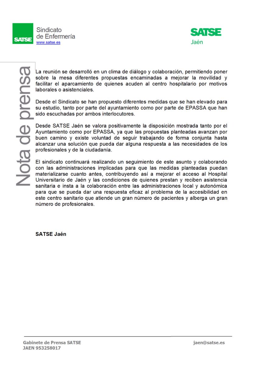 JAENSATSE's tweet photo. SATSE Jaén se reúne con Julio Millán, alcalde de Jaén, y EPASSA para intentar buscar alternativas y soluciones ante la puesta en marcha de la nueva ampliación de la zona azul en los alrededores del Hospital Universitario de Jaén. https://t.co/F1swwQ6PsM