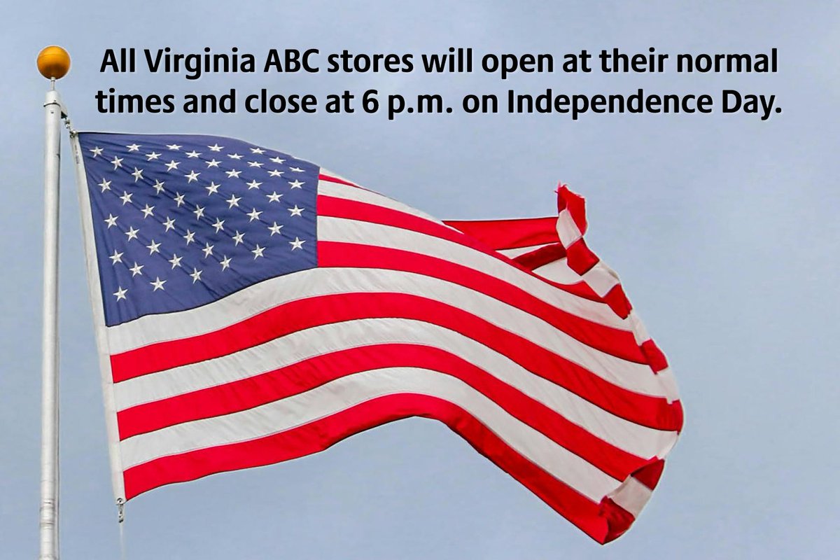 VirginiaABC's tweet photo. Reminder!

All Virginia ABC stores will close at 6 p.m. today.

https://t.co/U7L2EnIeol https://t.co/XWbILWsTQi