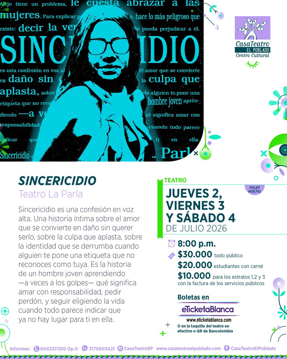 infolocalcomfe's tweet photo. 🎭 Sincericidio llega a @CasaTeatroEP  con una propuesta que une stand-up, teatro y cine en vivo para reflexionar sobre salud mental, consentimiento y nuevas masculinidades.💬✨ #AgéndaT con #Infolocal👉 https://t.co/CC4dW7g4qb

#AgendaMedellín #EventosMedellín #ParcheMedellín https://t.co/8o3amWSpjF