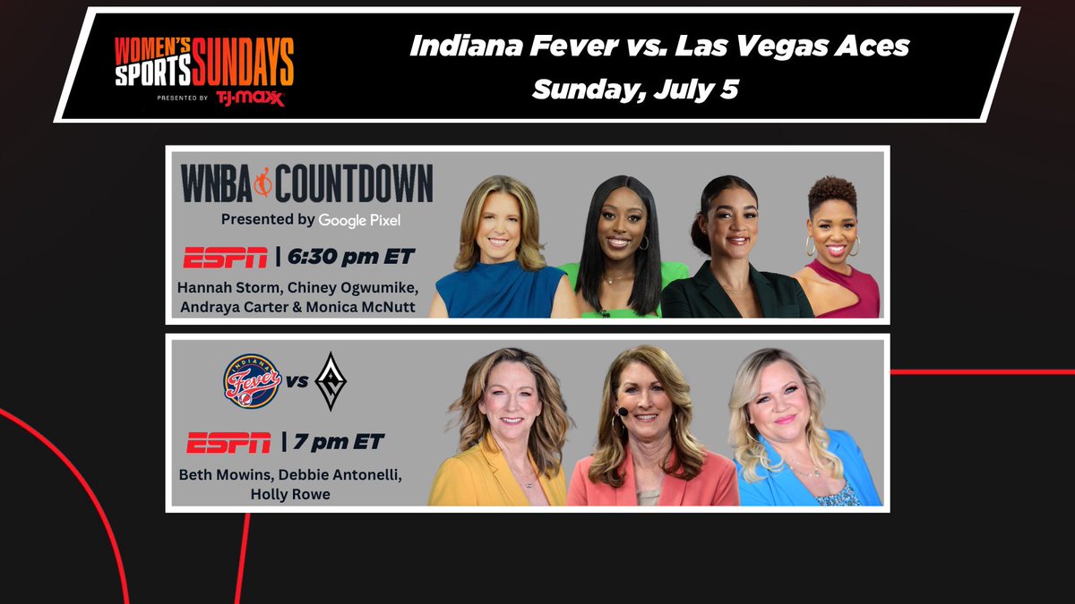 ESPNPR's tweet photo. This weekend, Women's Sports Sundays continues on ESPN as the @IndianaFever visit the @LVAces https://t.co/aqpLyK5dZq