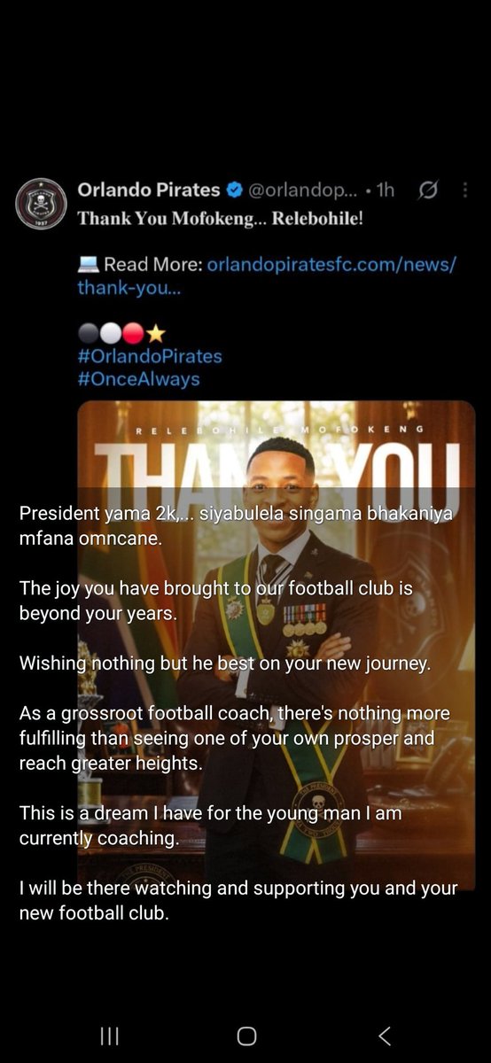 _FakutheGreat's tweet photo. @UnionStGilloise Thank you for giving our star boy a chance. This will prove to be best investment you have ever made in the history of your football club. 

#orlandopirates https://t.co/7NdEN3oQq7