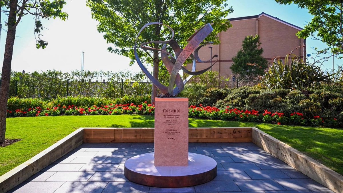LFCTransferRoom's tweet photo. 😓❤️ Liverpool FC has installed a permanent memorial at Anfield in tribute to Diogo Jota and his brother André Silva, on the eve of the first anniversary of their tragic passing. https://t.co/cyKxLO9Uiv