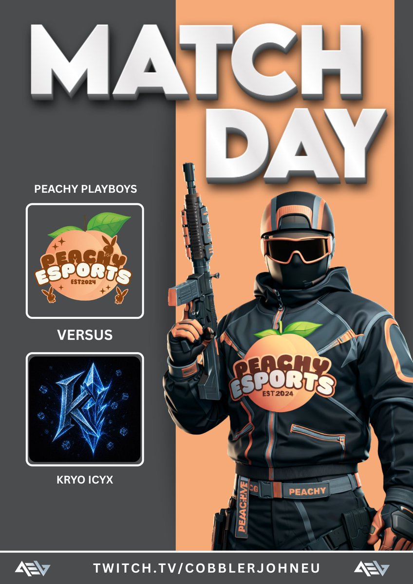 Peachy_eSports's tweet photo. 🏆 Losers Round 2 🏆

- Peachy Playboys v KRYO ICYX -

A win tonight secures their place in Losers Round 3.🍑

🕣 8:30 PM GMT
🔴 @AMeLeague 
🎙️ https://t.co/nkCu27Ntj8

Roster:
🔸 @HeffyJJ 
🔸 @tummyevans 
🔸 @EL12_2003 
🔸 Umbra

Catch all the action live! 🔥 https://t.co/wt7YWjVDwZ