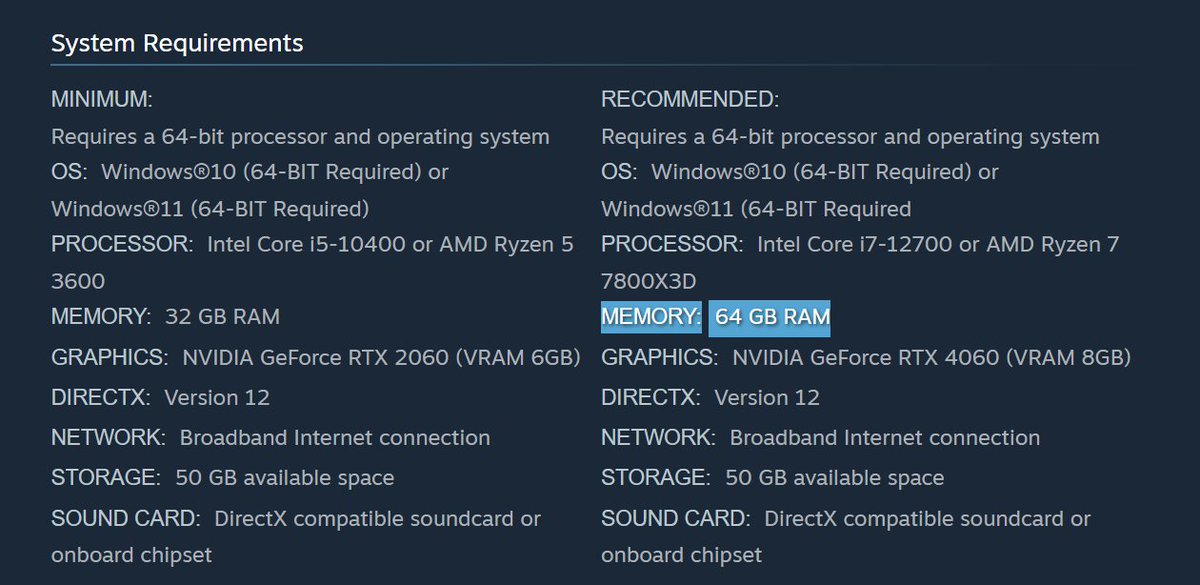fcbshaheen's tweet photo. Cinder City 64 GB recommended RAM. I'm sorry? In this economy...surely there's something wrong here https://t.co/PnOX6iv2d4