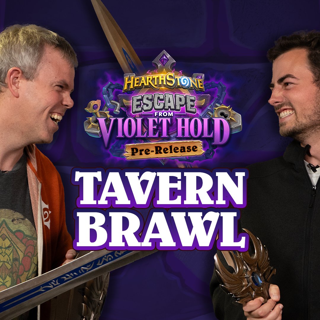 PlayHearthstone's tweet photo. 🥊 Join us as Executive Producer Nathan Lyons-Smith and Hearthstone Designer Edward Goodwin duke it out in the Pre-Release Tavern Brawl!
https://t.co/VW5iTHEphI

🎮 Load up some Pre-Release Tavern Brawl and let us know how you do! https://t.co/8sYiatftDB