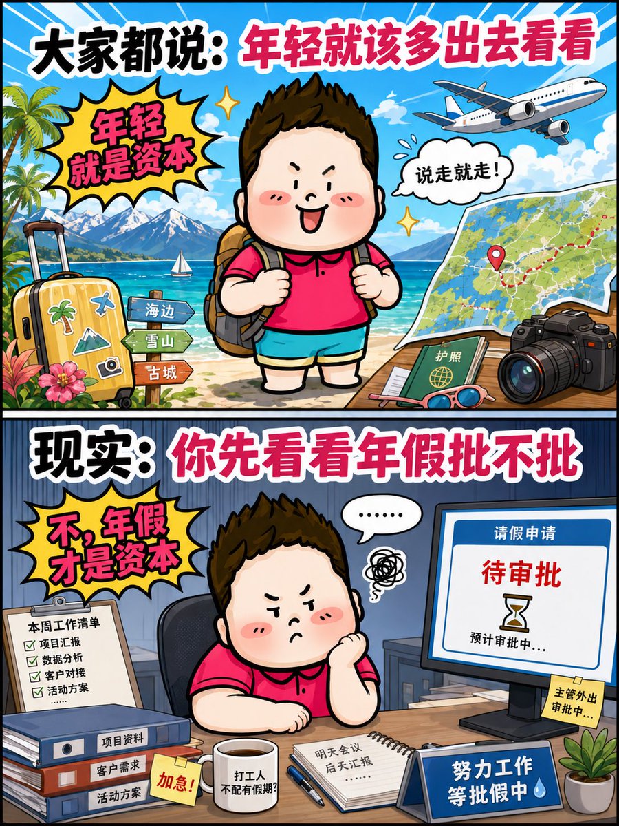 Banderhu368's tweet photo. 小时候总以为，暑假是年轻人的主场。
长大后才发现，真正说走就走的，不是你，是退休又有钱的叔叔阿姨。

很多人不是不想玩，是根本没有“轻松出去玩”的资格。

所以别再说年轻真好，没有时间和钱包兜底，年轻也只是“想出去看看”的年纪。 https://t.co/y8lvVKdw8L