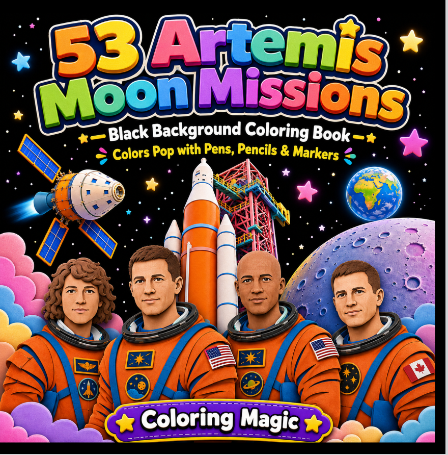 IDesignGlobal's tweet photo. New release! 53 Artemis Moon Missions is a space coloring book for teens & adults, featuring rockets, astronauts, moon bases, lunar landscapes, planets.
Great for space fans and creative coloring time.
https://t.co/z7YQubgE4i
#Artemis #MoonMission #ColoringBook #SpaceScience https://t.co/xb0iwOZkX6